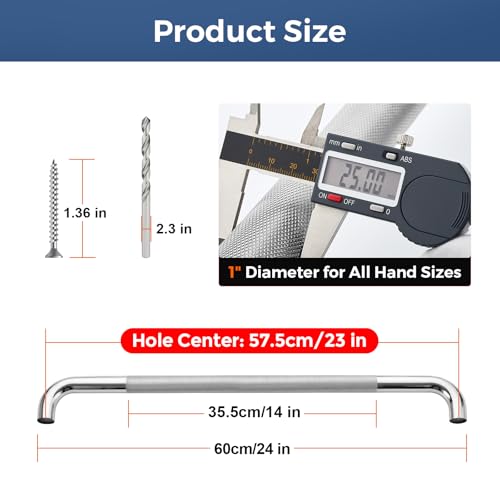 JOY DECOR 24 Inch Grab Bars for Shower Stainless Steel Safety Handicap Grab Bars for Bathroom AntiSlip Shower Handle Wall Mounted 2 Pack Polished Nickel - Image 3