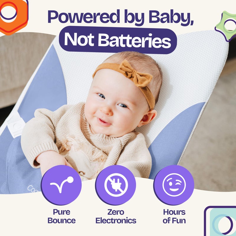 ComfyBumpy Ergonomic Baby Bouncer Seat - Safe, Portable Bouncing Chair with Adjustable Height Positions - Infant Bouncy Seat Perfect for Newborn Babies (Blue) - Image 3