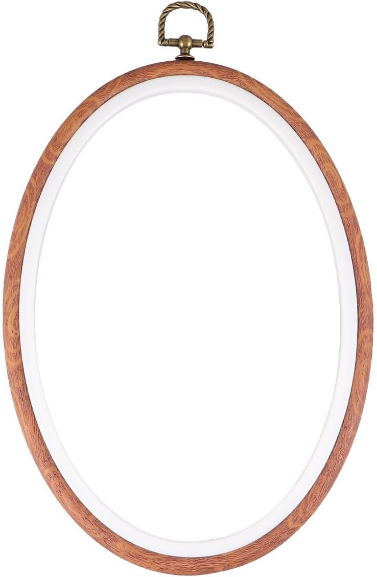 Adorainbow 3pcs 18x25cm Elliptical Embroidery Hoops Set Imitated Wood Cross Stitch Circles DIY Sewing Frame for Hand Embroidery and Quilting Craft - Image 1