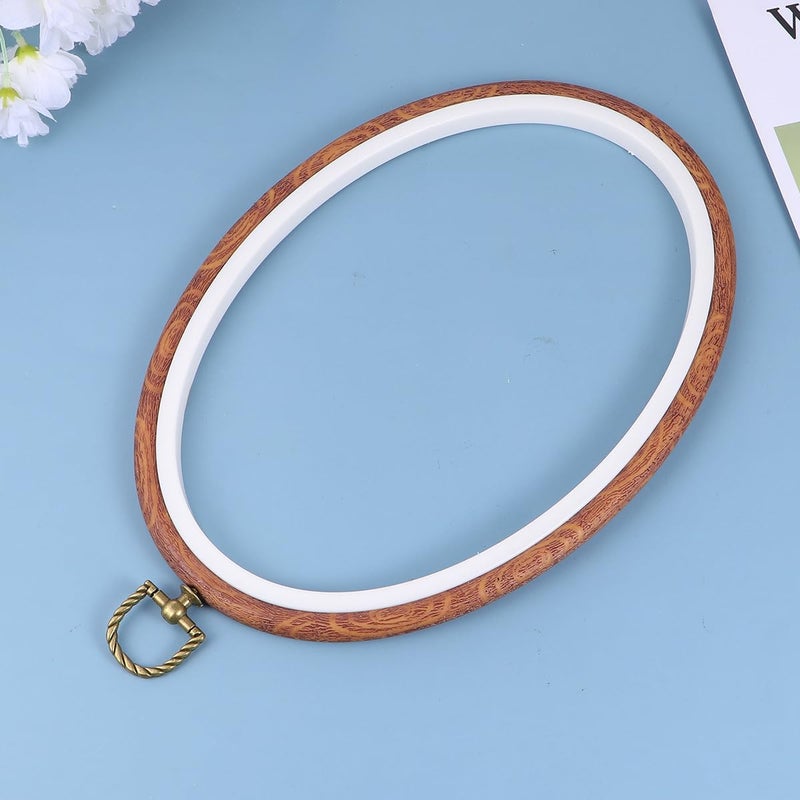 Adorainbow 3pcs 18x25cm Elliptical Embroidery Hoops Set Imitated Wood Cross Stitch Circles DIY Sewing Frame for Hand Embroidery and Quilting Craft - Image 3