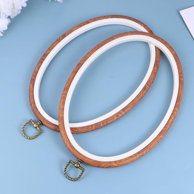 Adorainbow 3pcs 18x25cm Elliptical Embroidery Hoops Set Imitated Wood Cross Stitch Circles DIY Sewing Frame for Hand Embroidery and Quilting Craft - Image 5