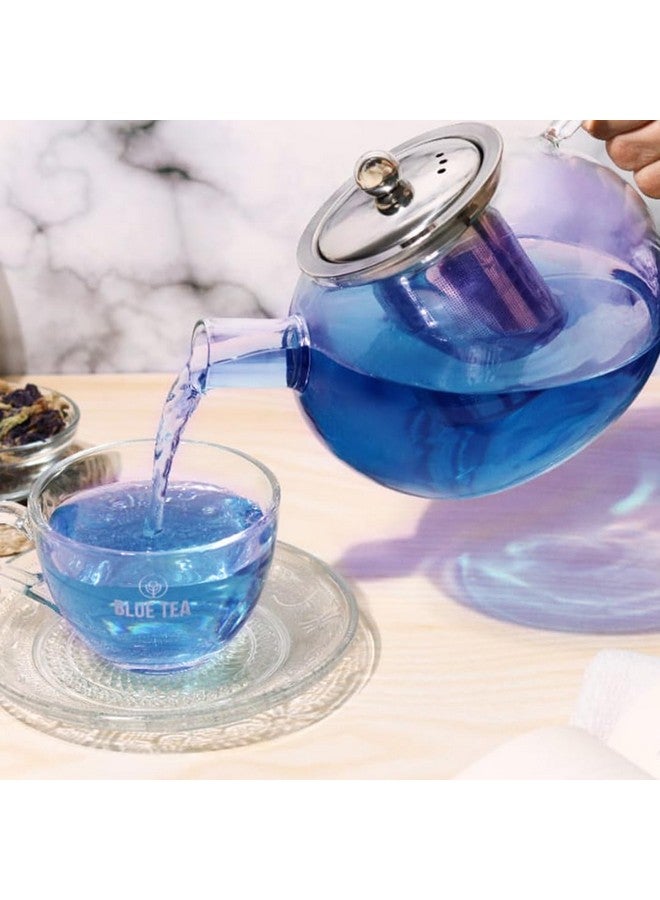 BLUE TEA - Round Glass Teapot Kettle with Stainless Steel Infuser & Lid - 1000ml || Heat Resistant Glass || Perfect Brew || Perfect for Tea, Coffee and More | Stovetop Safe | Featured in Shark Tank - Image 4