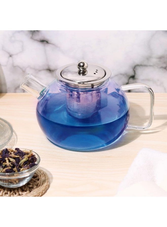 BLUE TEA - Round Glass Teapot Kettle with Stainless Steel Infuser & Lid - 1000ml || Heat Resistant Glass || Perfect Brew || Perfect for Tea, Coffee and More | Stovetop Safe | Featured in Shark Tank - Image 3