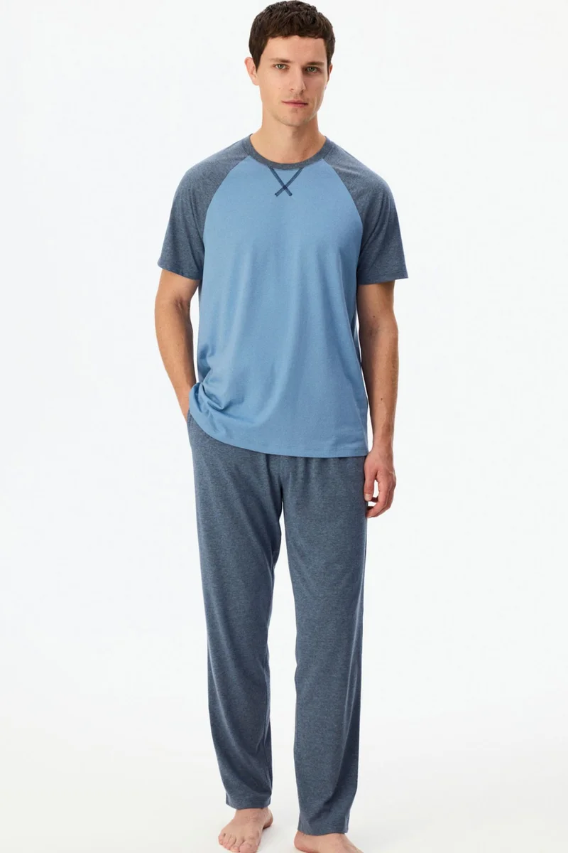 بنتي PENTI Men's Tailored Pajama Set With Short Sleeves