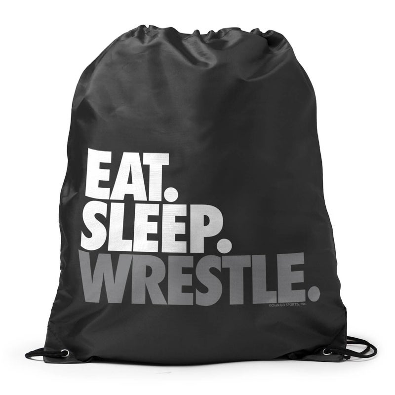 ChalkTalkSPORTS Wrestling Sport Pack Drawstring Bag | Eat Sleep Wrestle | Black - Image 1