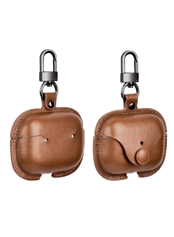 For Apple Airpods Pro 3 Protective Case, Leather Earphone Case Headset Protector Cover with Keychain Dark Brown - Image 5
