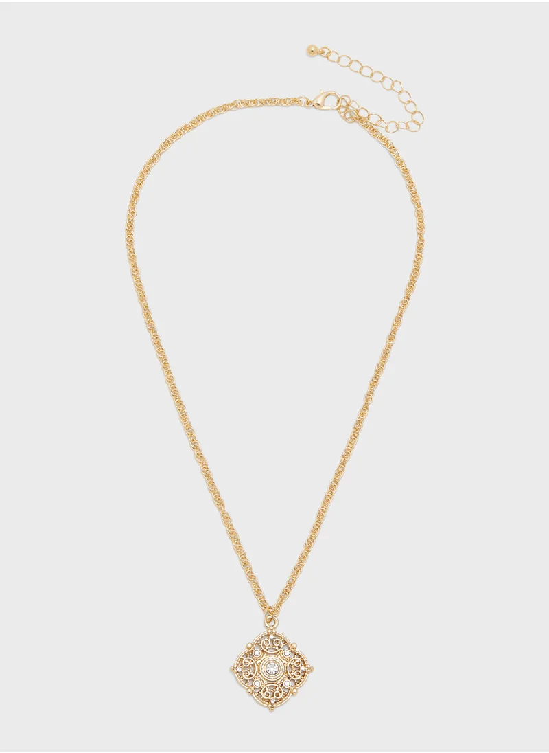 خزانة Diamante Arabic Design Pendant Necklace