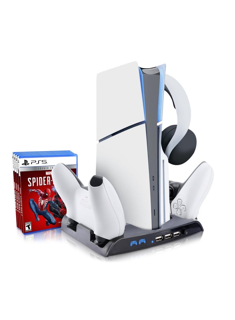 KJH The PS5 Slim Cooling Stand with Charging Station for Playstation 5 Slim Console(Digital/Disc) - Image 1