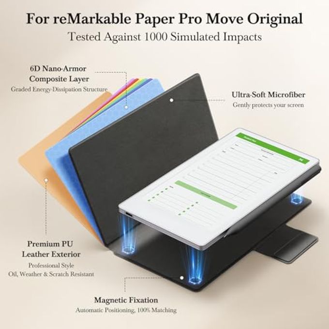 Ayotu Case For Remarkable Paper Pro Move 7.3", 1:1 Fit Smart Cover Book Folio With Auto Wake/Sleep, Pu Leather Cover, Microfiber Lining, Strong Magnet(Standard Slim Case A-Leathers Brown) - Image 3