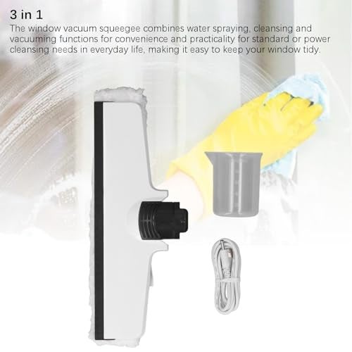 ZERONE أداة تنظيف الزجاج بممسحة كهربائية 3 في 1 مجموعة ممسحة نوافذ مع رذاذ مكنسة كهربائية بدون سلك للنوافذ والبلاط والزجاج والمرآة - Image 5
