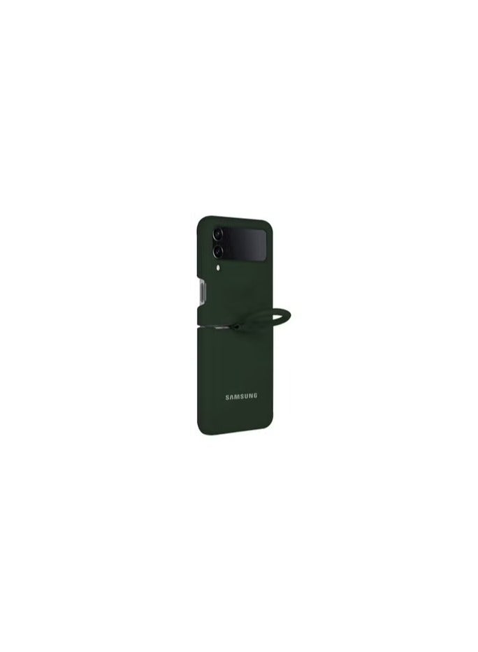 CATANES Samsung Galaxy Z Flip 4 Silicone Case With Finger Ring Green - Image 2