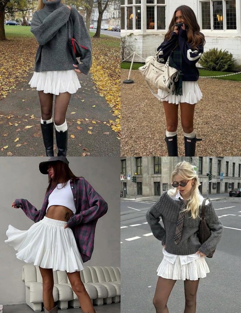 Avidlove Women's Pleated Skater Skirt Basic Casual High Waisted Ruffles Flared - Image 3