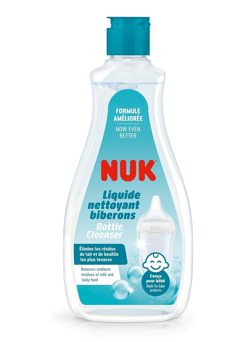 NUK منظفات زجاجات الأطفال NUK لبقايا الحليب والعصير، 0 شهور فما فوق، عبوة مزدوجة، 500 مل لكل منها، صديقة للبيئة، مختبرة جلدياً