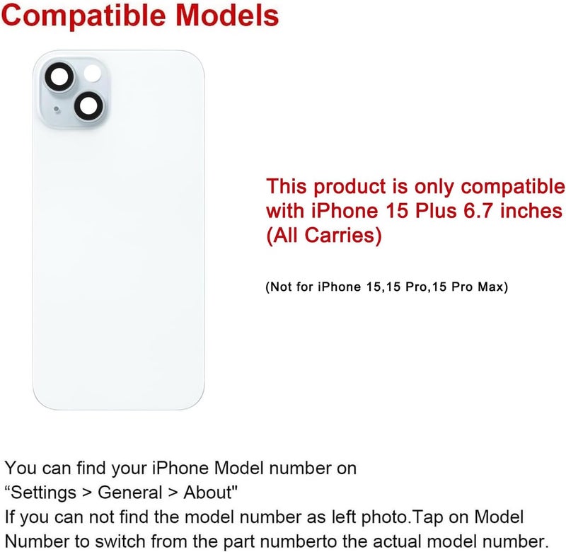 Perzework Rear Back Glass Replacement for iPhone 15 Plus 6.7-inches + Pre-Installed Plate and Camera Frame and Lens + Reparing Tool Kit (Blue) - Image 2