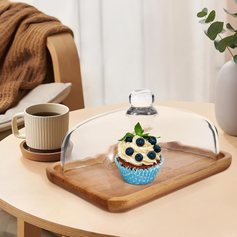 Rectangular Wood Butter Dish with Glass Lid Acacia Wood Butter Storage Container and Cheese Holder for Refrigerator and Countertop Use Portable Kitchen Accessory for Cutting - Image 5