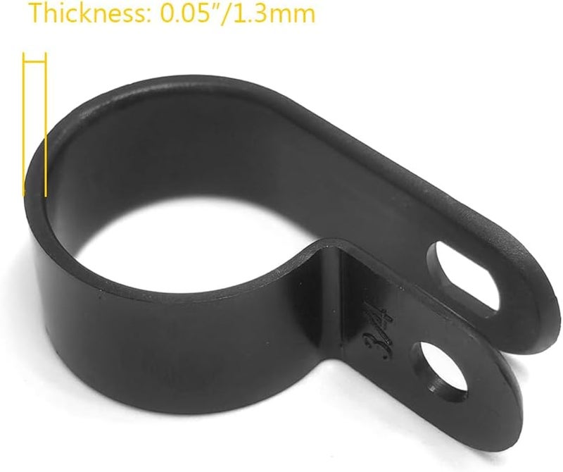 Alamic Cable Clamp R-Type Cable Clip Wire Clamp 3/4" Nylon Screw Mounting Cord Fastener Clips with Screws for Wire Management - Black - 50 Pcs - Image 4