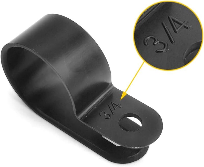Alamic Cable Clamp R-Type Cable Clip Wire Clamp 3/4" Nylon Screw Mounting Cord Fastener Clips with Screws for Wire Management - Black - 50 Pcs - Image 2
