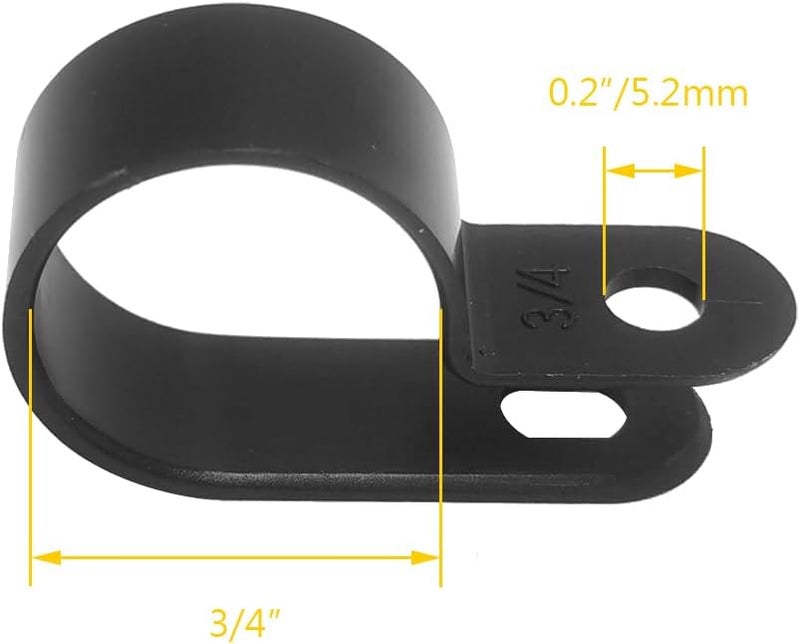 Alamic Cable Clamp R-Type Cable Clip Wire Clamp 3/4" Nylon Screw Mounting Cord Fastener Clips with Screws for Wire Management - Black - 50 Pcs - Image 3