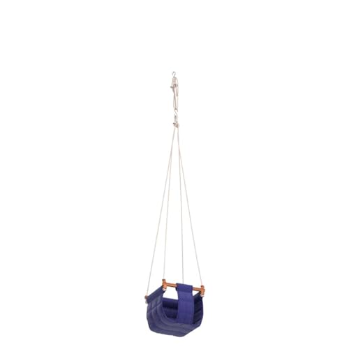 Ashish Swing for Baby and Kids - Indoor/Outdoor Jhula, Cradle for 8-36 Months, Height 114" Length 8.5"Cm, Cotton and Wood Material (Blue) - Image 4