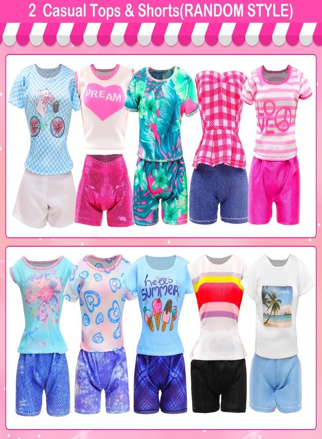 باروا 37 قطعة ملابس وإكسسوارات للدمى البنات مقاس 11.5 بوصة، بما في ذلك فستان زفاف مرصع بالترتر، و5 قمصان و5 سراويل، و4 فساتين أنيقة، و2 ملابس سباحة، و10 شماعات، و5 أزواج من الأحذية، والحقائب، والنظارات، والكاميرا - Image 4