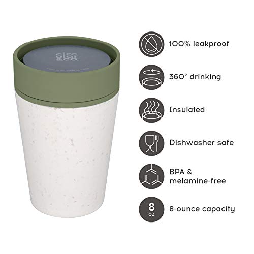 Circular and Co Reusable Coffee Cup 8oz/227ml - The World's First Travel Mug Made from Recycled Coffee Cups, 100% Leak-Proof, Sustainable & Insulated. (Cream & Honest Green) - Image 2