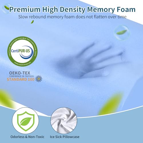 Ylekto Cervical Neck Pillow for Pain Relief, Contour Memory Foam Pillows Ergonomic Pillow for Sleeping Bed Pillow Neck Support with Cooling Pillowcase Orthopedic Pillow for Side Back Sleepers - Image 3