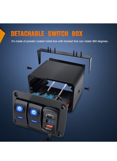 KASTWAVE 2 Gang Rocker Switch Box 12V SPST ON Off Switch PD Type C and QC 3.0 USB Charger Voltmeter Waterproof Aluminum Rocker Switch Panel DIY Stickers for Boats Cars RVs Trucks  - Image 2