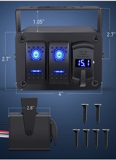 KASTWAVE 2 Gang Rocker Switch Box 12V SPST ON Off Switch PD Type C and QC 3.0 USB Charger Voltmeter Waterproof Aluminum Rocker Switch Panel DIY Stickers for Boats Cars RVs Trucks  - Image 3