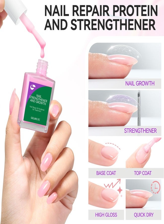 gelike ec Nail Repair Protein for Thin Nails: Gelike EC 6 in 1 Natural Nail Strengthener Hardener Extra Strong and Growth - Long Lasting Polish and Fast Dry for Damaged Weak Splitting Treatment（(Pink 15ml) - Image 3