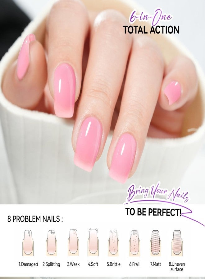 gelike ec Nail Repair Protein for Thin Nails: Gelike EC 6 in 1 Natural Nail Strengthener Hardener Extra Strong and Growth - Long Lasting Polish and Fast Dry for Damaged Weak Splitting Treatment（(Pink 15ml) - Image 4