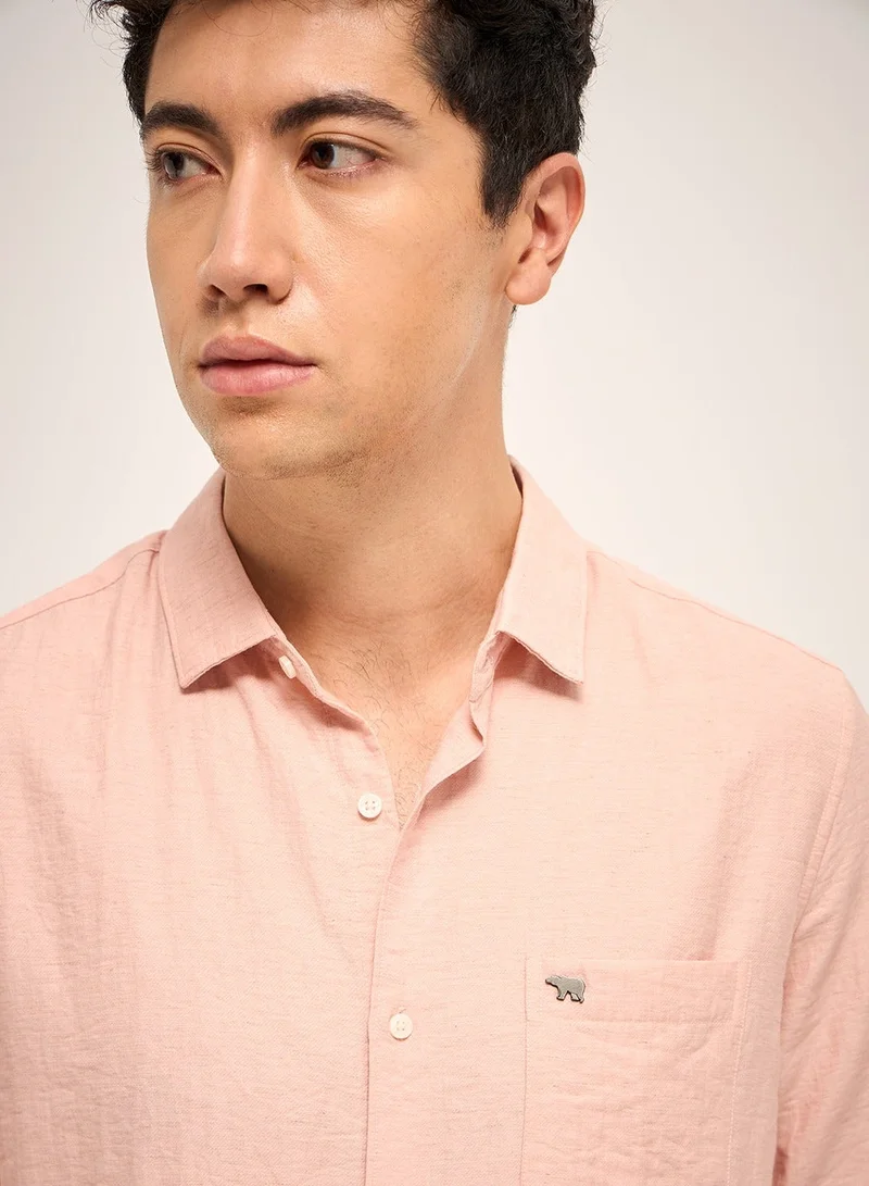 THE BEAR HOUSE  Men's Shirt | Casual & Formal Long Sleeve Slim Fit | Classic Button-Down, Office & Everyday Wear, Comfortable & Breathable Fabric, Pink, Size - S - XXL, (Huarte) for Men | Best Price UAE