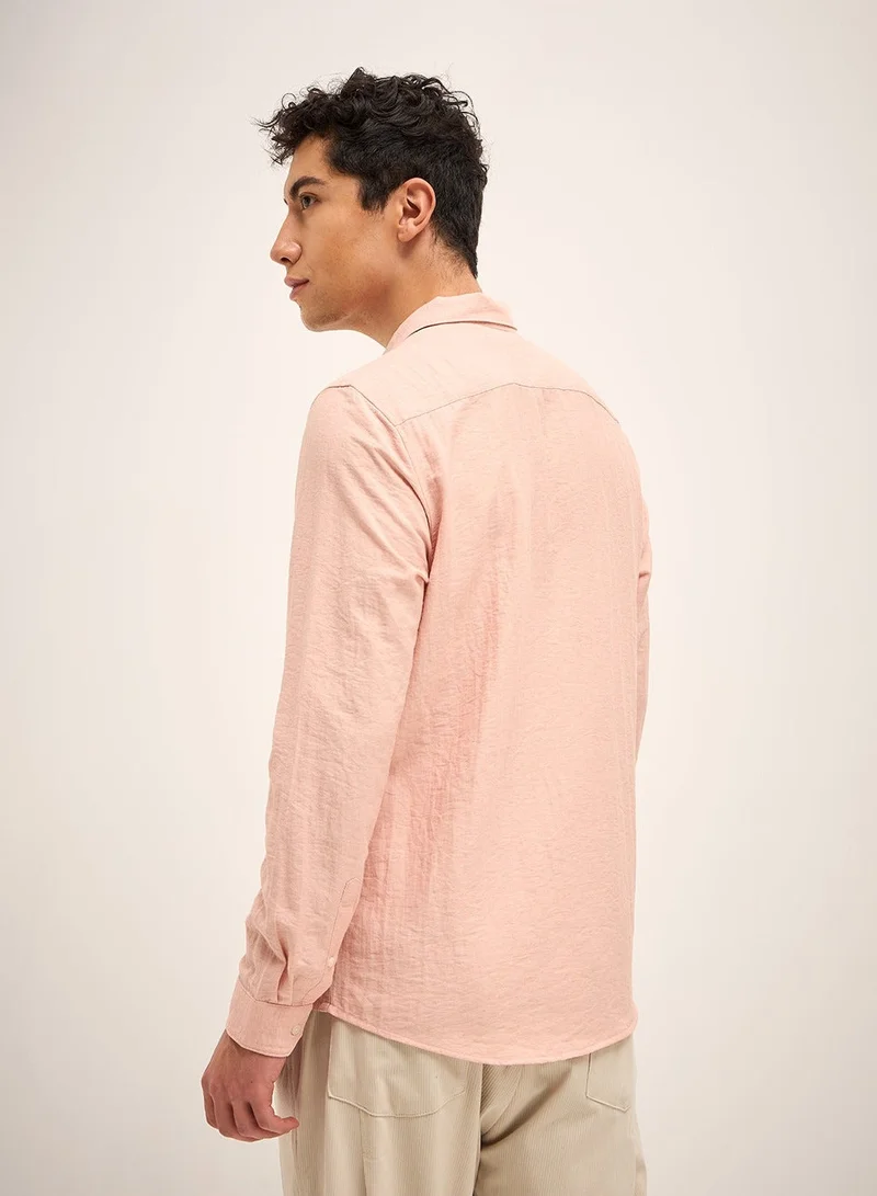 THE BEAR HOUSE  Men's Shirt | Casual & Formal Long Sleeve Slim Fit | Classic Button-Down, Office & Everyday Wear, Comfortable & Breathable Fabric, Pink, Size - S - XXL, (Huarte) for Men | Best Price UAE