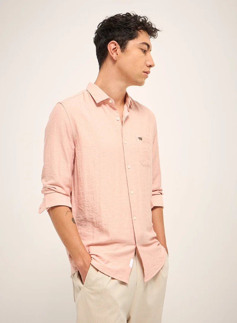 THE BEAR HOUSE  Men's Shirt | Casual & Formal Long Sleeve Slim Fit | Classic Button-Down, Office & Everyday Wear, Comfortable & Breathable Fabric, Pink, Size - S - XXL, (Huarte) for Men | Best Price UAE