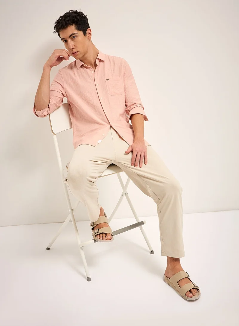 THE BEAR HOUSE  Men's Shirt | Casual & Formal Long Sleeve Slim Fit | Classic Button-Down, Office & Everyday Wear, Comfortable & Breathable Fabric, Pink, Size - S - XXL, (Huarte) for Men | Best Price UAE