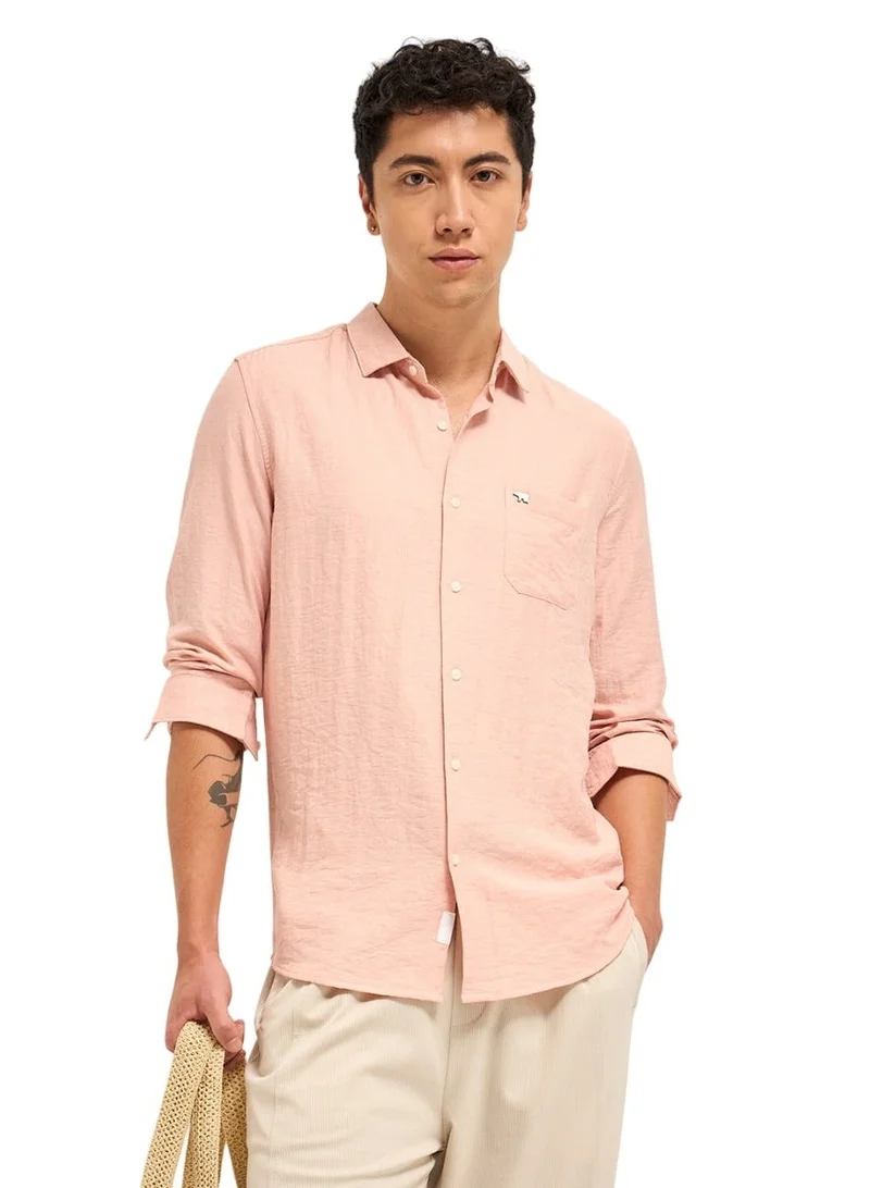 Men's Shirt | Casual & Formal Long Sleeve Slim Fit | Classic Button-Down, Office & Everyday Wear, Comfortable & Breathable Fabric, Pink, Size - S - XXL, (Huarte)