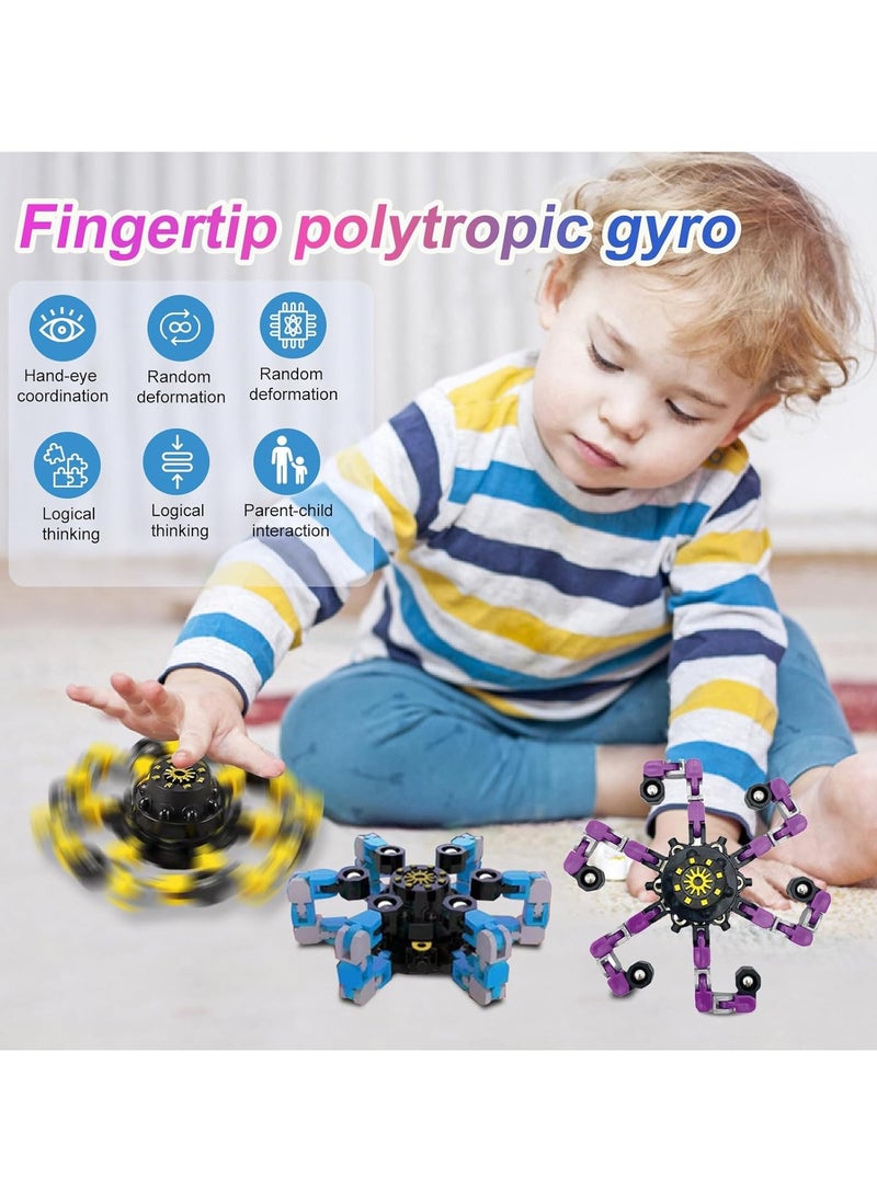 ELIKLIV - 【3-piece set】ABS material cool deforming top toy, can be transformed like a magical spinning top robot, luminous decompression sensory toys, suitable for children and adults, is a creative gift and a good thing to release stress, both interesting. - Image 1