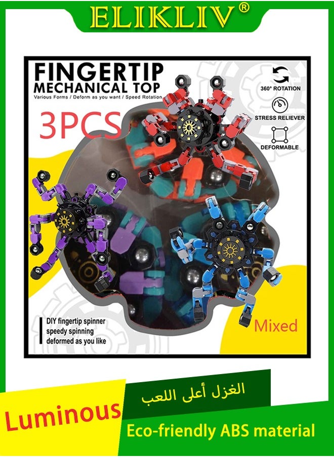 ELIKLIV - 【3-piece set】ABS material cool deforming top toy, can be transformed like a magical spinning top robot, luminous decompression sensory toys, suitable for children and adults, is a creative gift and a good thing to release stress, both interesting. - Image 1