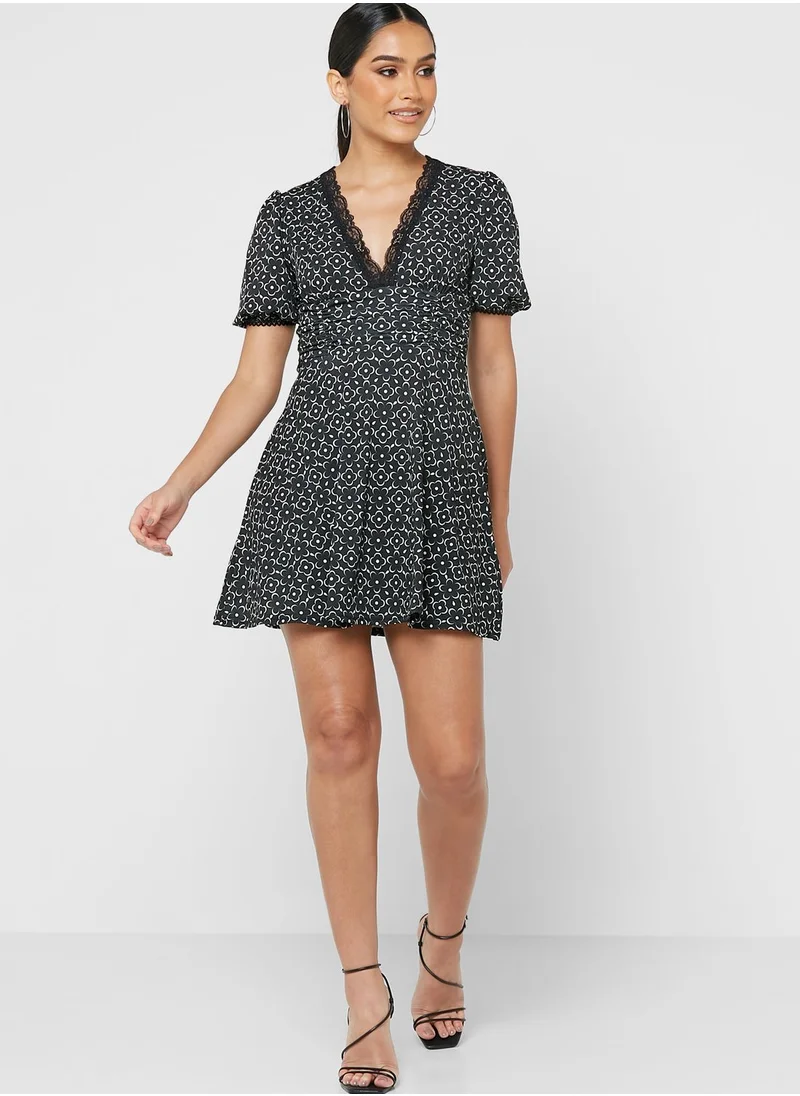 DOROTHY PERKINS Lace Trim Floral Print Dress