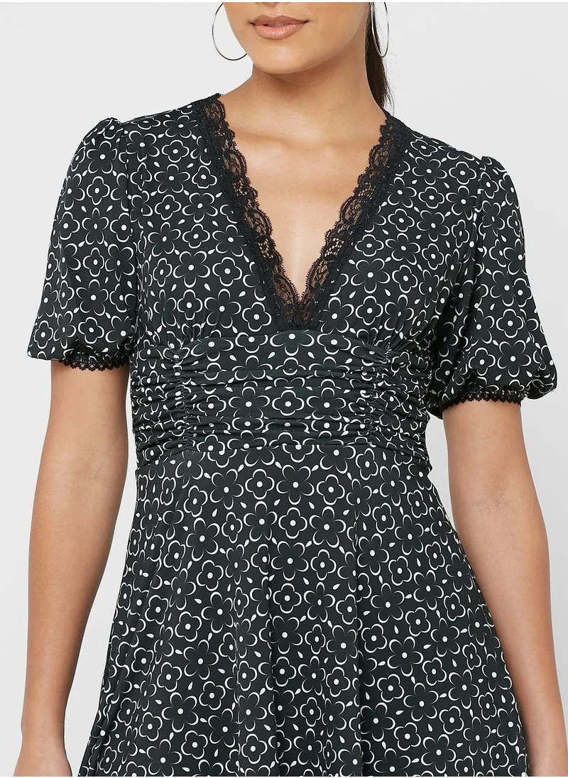 DOROTHY PERKINS Lace Trim Floral Print Dress