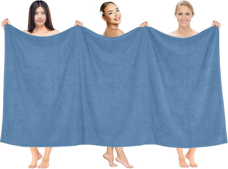 Riverside Pack of 1 Jumbo Bath Sheet 40 x 80 Inches - Extra Large Bath Towel, Super Soft & Highly Absorbent, 100% Cotton Quick Dry, Perfect to Wrap Yourself in - Medium Blue - Image 2
