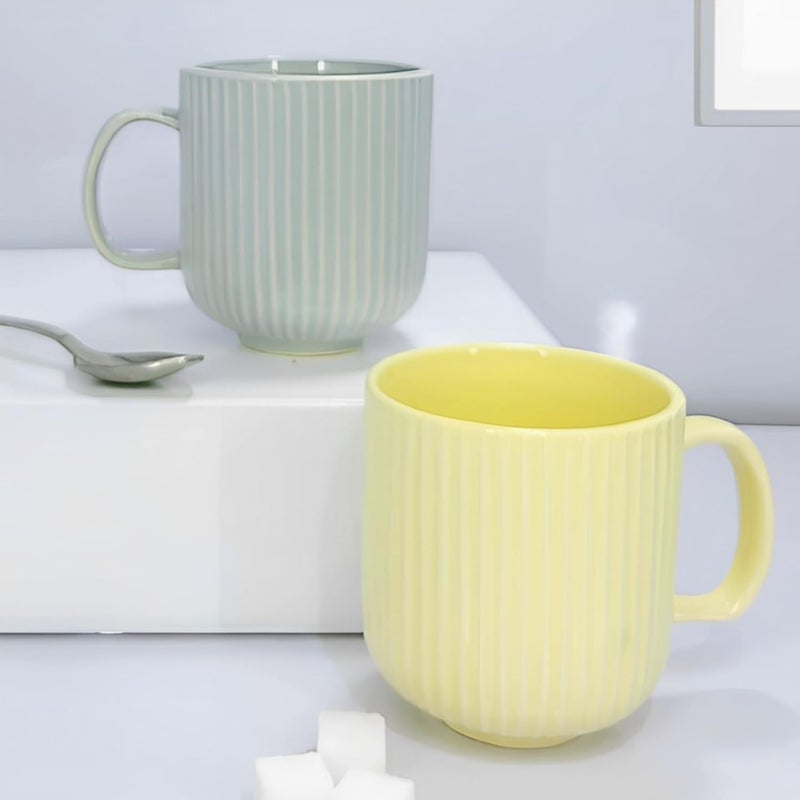 KITTENS Line Pattern Large Coffee Mug Pastel Multicolor 300 ml Set of 2 - Image 1