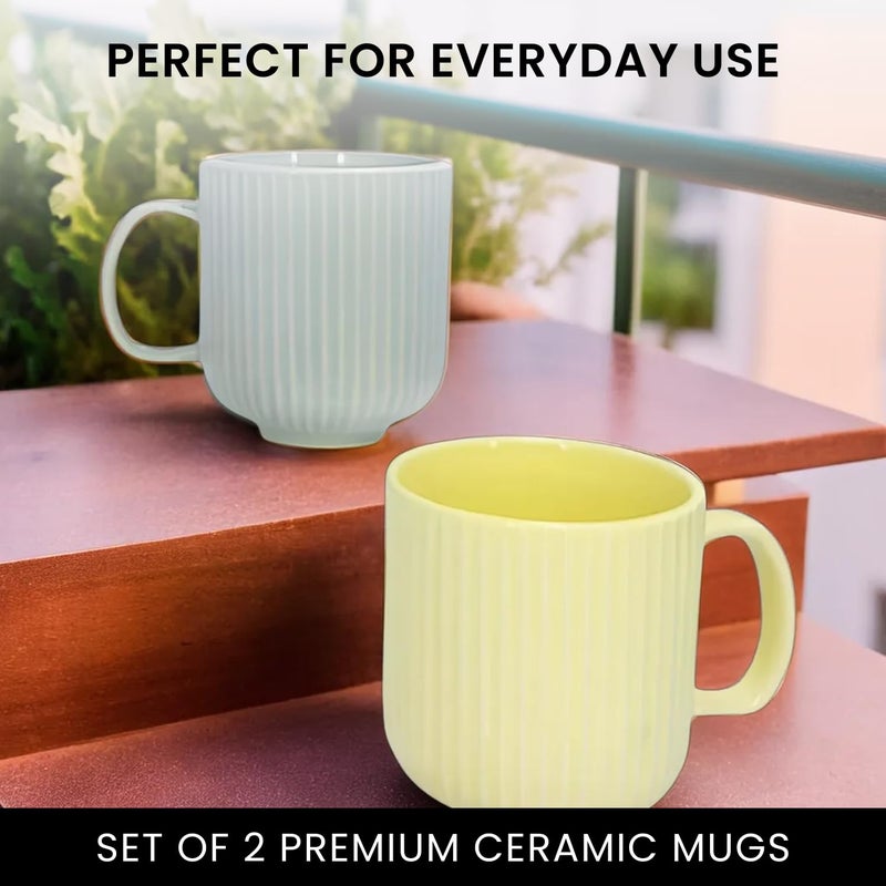 KITTENS Line Pattern Large Coffee Mug Pastel Multicolor 300 ml Set of 2 - Image 4