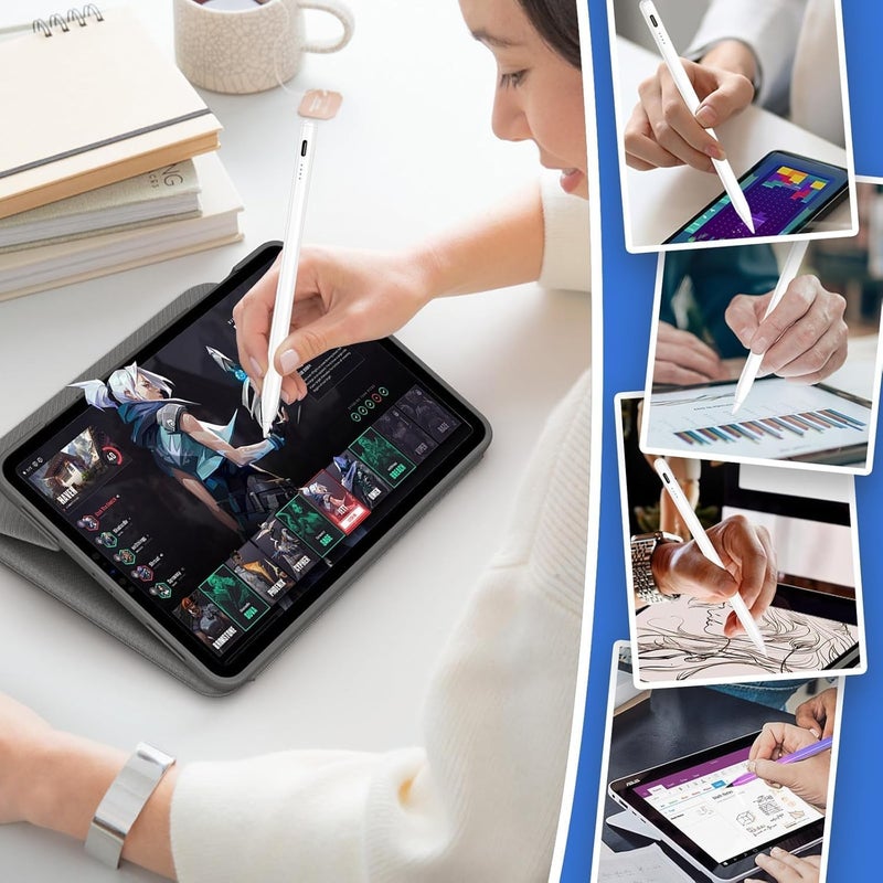 Bluejw قلم ستايلس نشط متوافق مع HONOR MagicPad2/Pad X9a/Pad 9/Pad X9/Pad 8/Pad X8/Pad X8a لشاشات اللمس، قلم برسم مزدوج اللمس، قلم ستايلس قابل لإعادة الشحن للكتابة والرسم على التابلت - Image 3