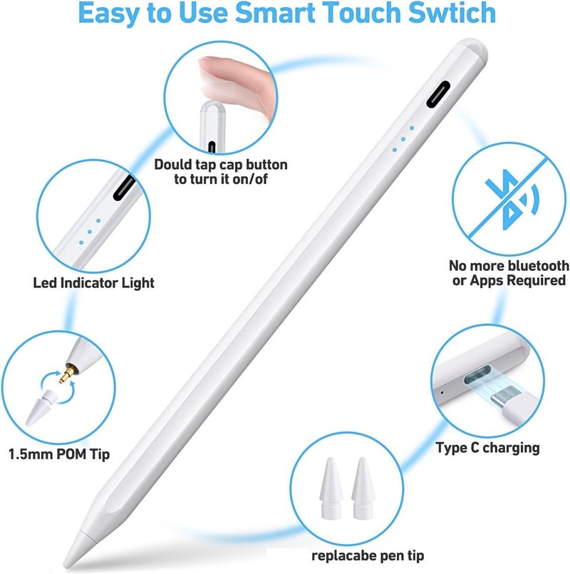 Bluejw قلم ستايلس نشط متوافق مع HONOR MagicPad2/Pad X9a/Pad 9/Pad X9/Pad 8/Pad X8/Pad X8a لشاشات اللمس، قلم برسم مزدوج اللمس، قلم ستايلس قابل لإعادة الشحن للكتابة والرسم على التابلت - Image 2