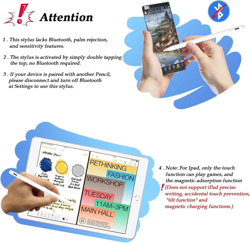 Bluejw قلم ستايلس نشط متوافق مع HONOR MagicPad2/Pad X9a/Pad 9/Pad X9/Pad 8/Pad X8/Pad X8a لشاشات اللمس، قلم برسم مزدوج اللمس، قلم ستايلس قابل لإعادة الشحن للكتابة والرسم على التابلت - Image 5