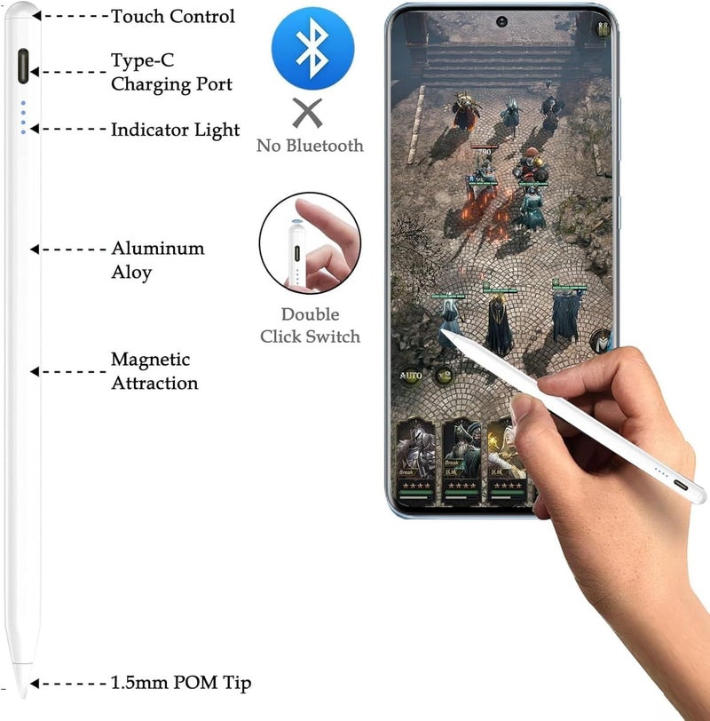 Bluejw قلم ستايلس نشط متوافق مع HONOR MagicPad2/Pad X9a/Pad 9/Pad X9/Pad 8/Pad X8/Pad X8a لشاشات اللمس، قلم برسم مزدوج اللمس، قلم ستايلس قابل لإعادة الشحن للكتابة والرسم على التابلت - Image 4