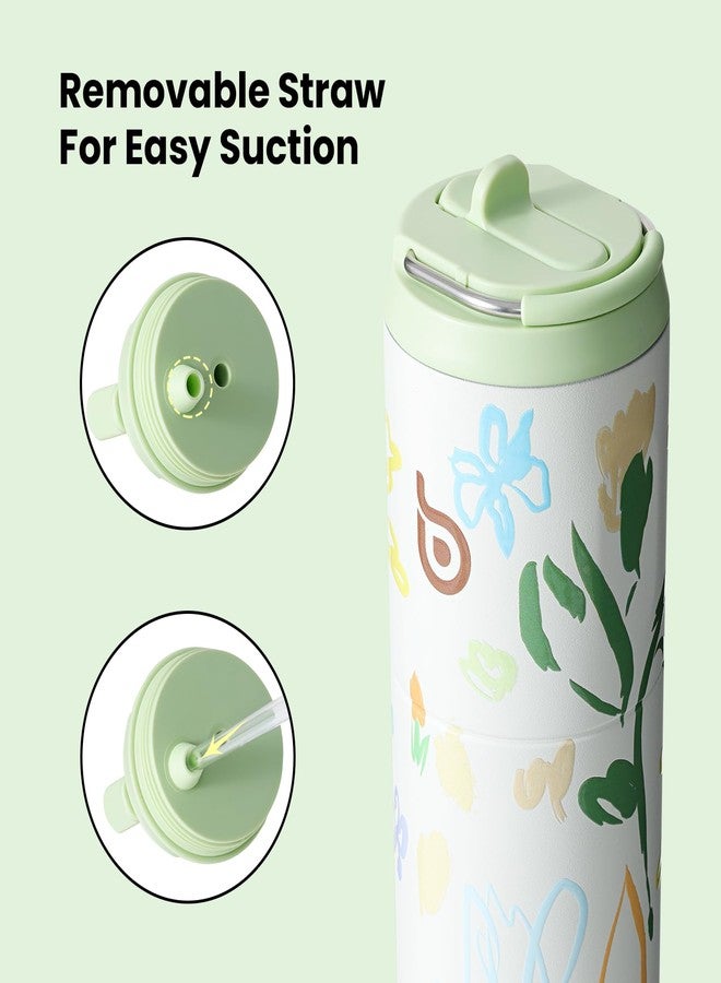 Bottle Bottle Stainless Steel Water Bottle 700ml with Straw and Lid Sports Insulated Metal Water Bottles with Handle(Eden Grove) - Image 3