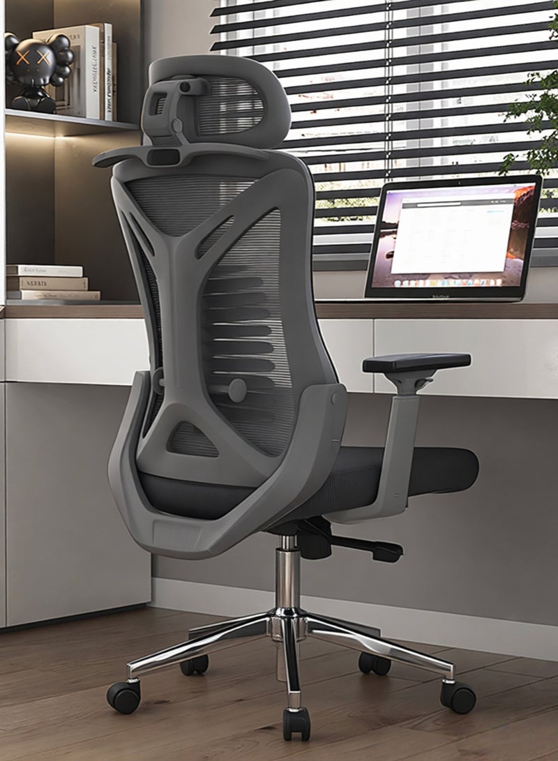 YY-ريشير كرسي مكتب شبكي مريح بمسند ظهر عالٍ، كرسي دوار فاخر مع مسند رأس قابل للتعديل، ودعم للفقرات القطنية، وكرسي ألعاب قابل للإمالة للمنزل والمكتب وغرفة الدراسة - Image 1
