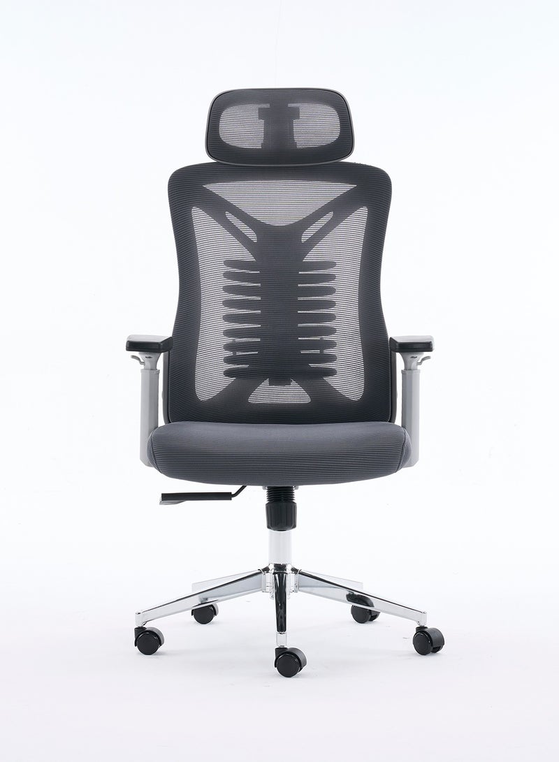 YY-ريشير كرسي مكتب شبكي مريح بمسند ظهر عالٍ، كرسي دوار فاخر مع مسند رأس قابل للتعديل، ودعم للفقرات القطنية، وكرسي ألعاب قابل للإمالة للمنزل والمكتب وغرفة الدراسة - Image 2