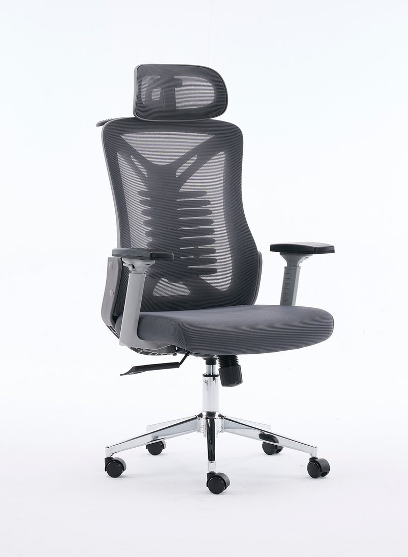 YY-ريشير كرسي مكتب شبكي مريح بمسند ظهر عالٍ، كرسي دوار فاخر مع مسند رأس قابل للتعديل، ودعم للفقرات القطنية، وكرسي ألعاب قابل للإمالة للمنزل والمكتب وغرفة الدراسة - Image 4